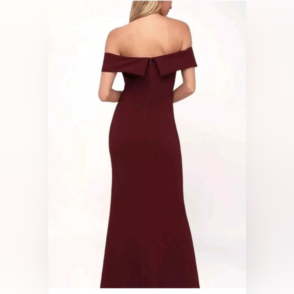 Lulus Aveline Burgundy Off-the-Shoulder Maxi Dress NWT - Picture 4 of 6